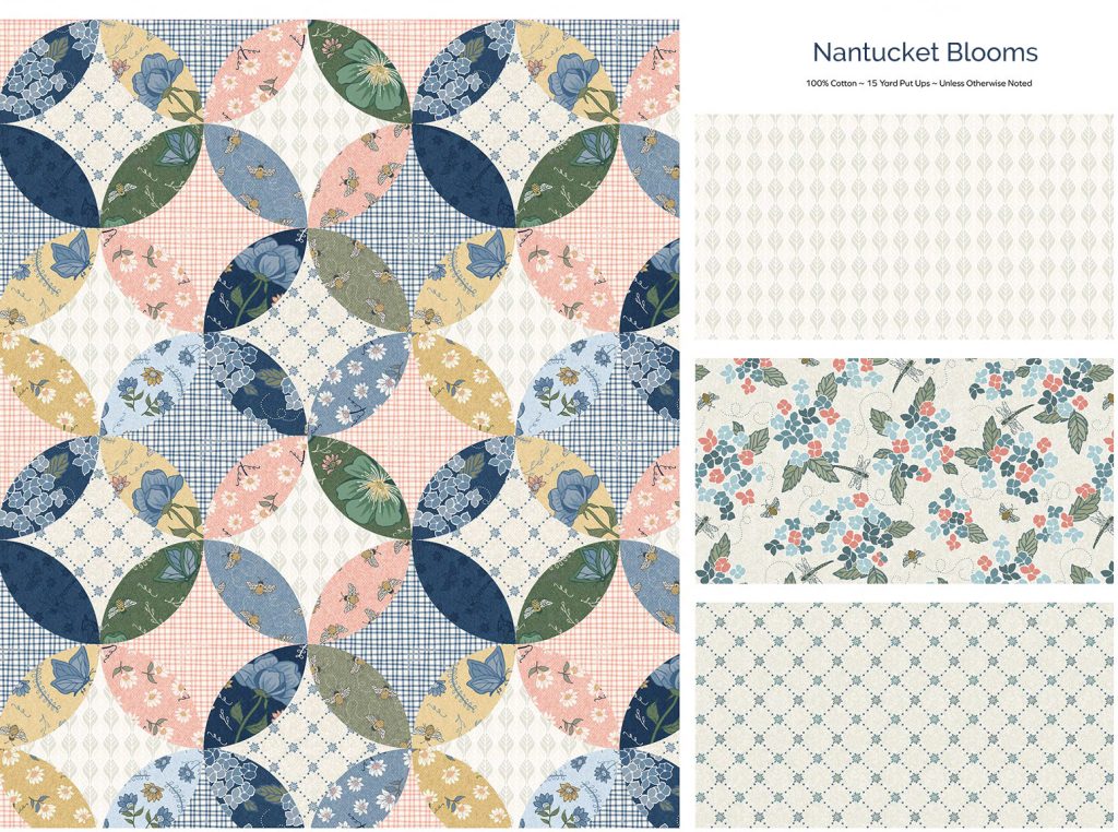 Denise Elliott Nantucket Blooms botanical quilt fabric collection for The Blank Quilting Corporation